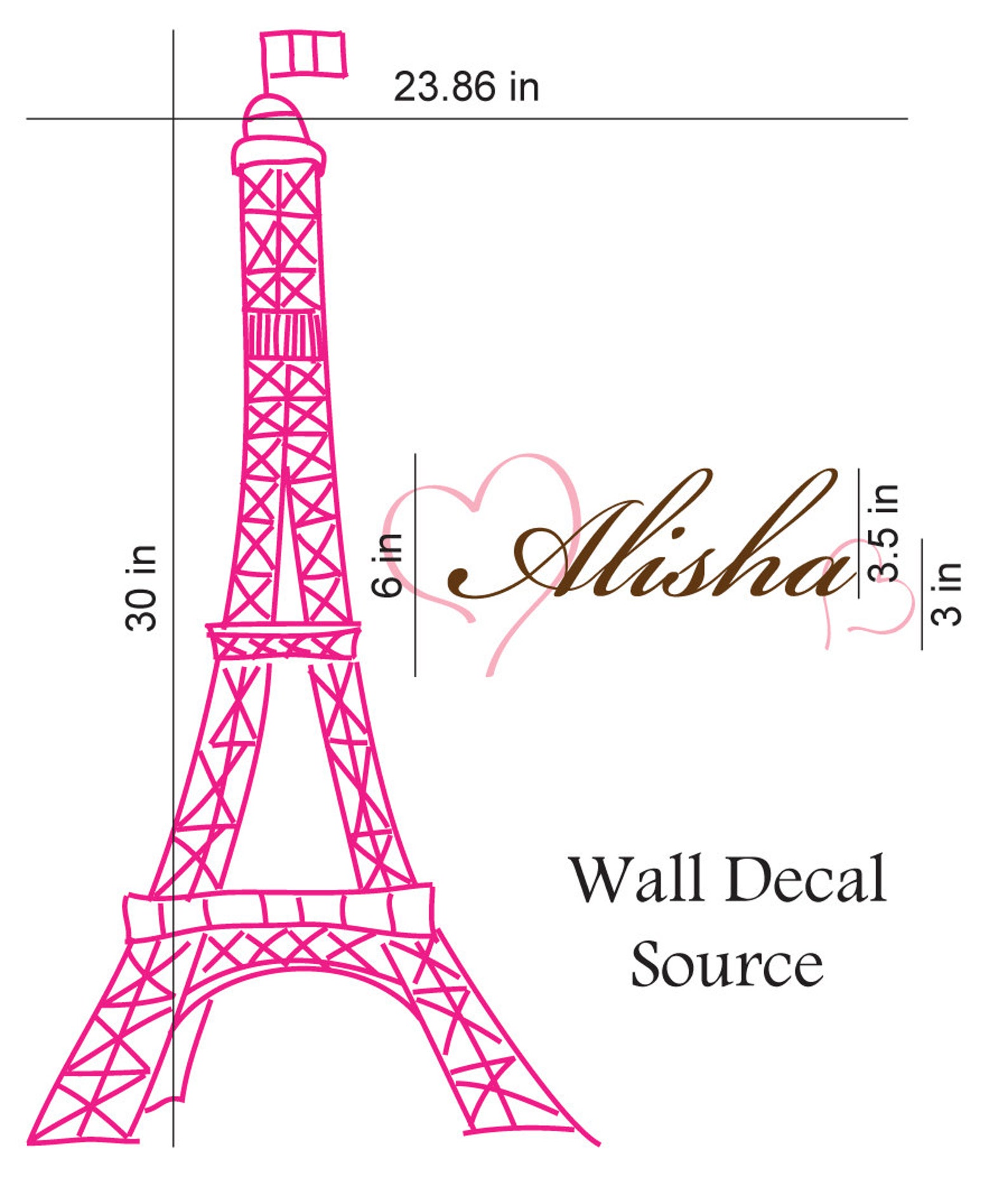 Eiffel Tower Wall Decal Wall Art Decal Girls Name Wall Etsy