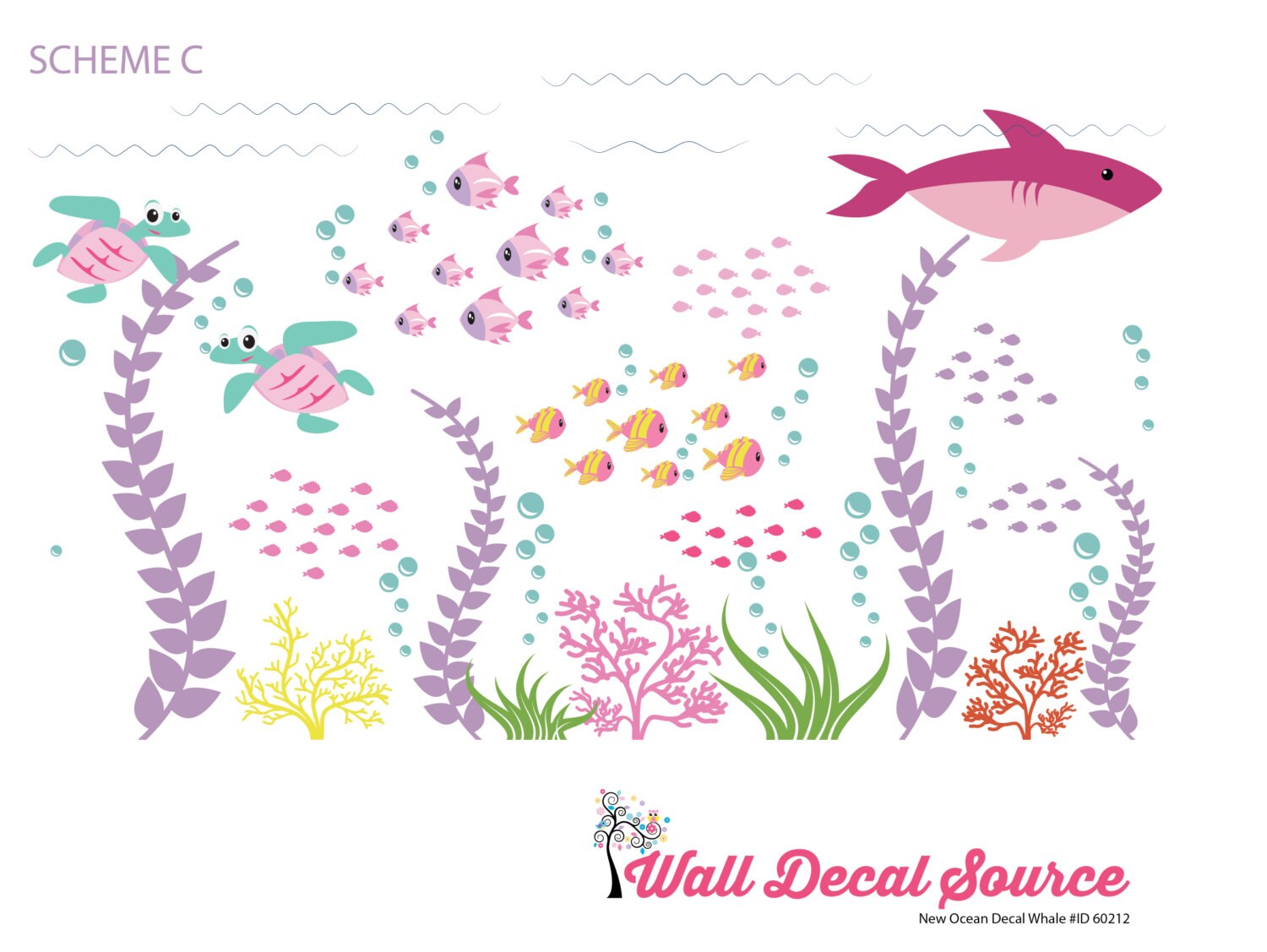 Ocean Decal Ocean Wall Decals Fish Decal Removable Wall Etsy