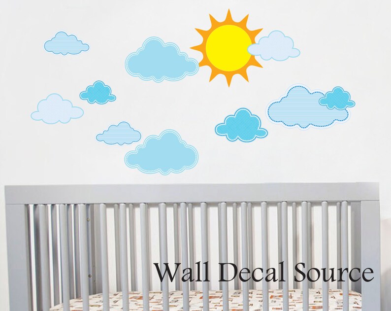 Sun and Clouds Wall Decal Sky Wall Decal Nursery Wall Etsy