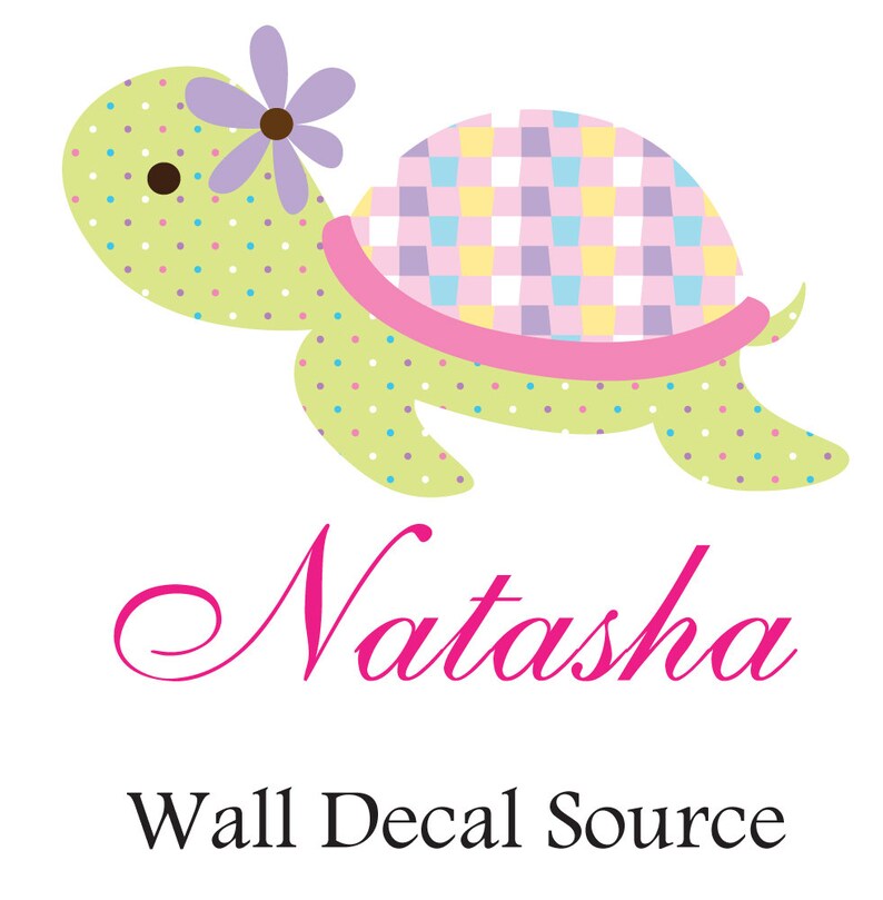 Turtle Wall Decal With Name Name Wall Decal Monogram Wall Etsy