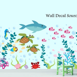 Aquarium Wall Decal - Under The Sea - Oceanic Wall Decal - Fish Wall Decal - Reusable Decals