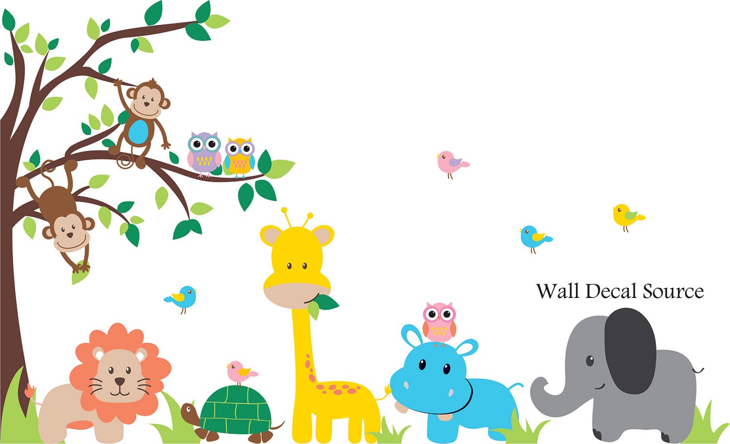 Jungle Tree Wall Decal Nursery Vinyl Wall Decal Kids Wall Etsy