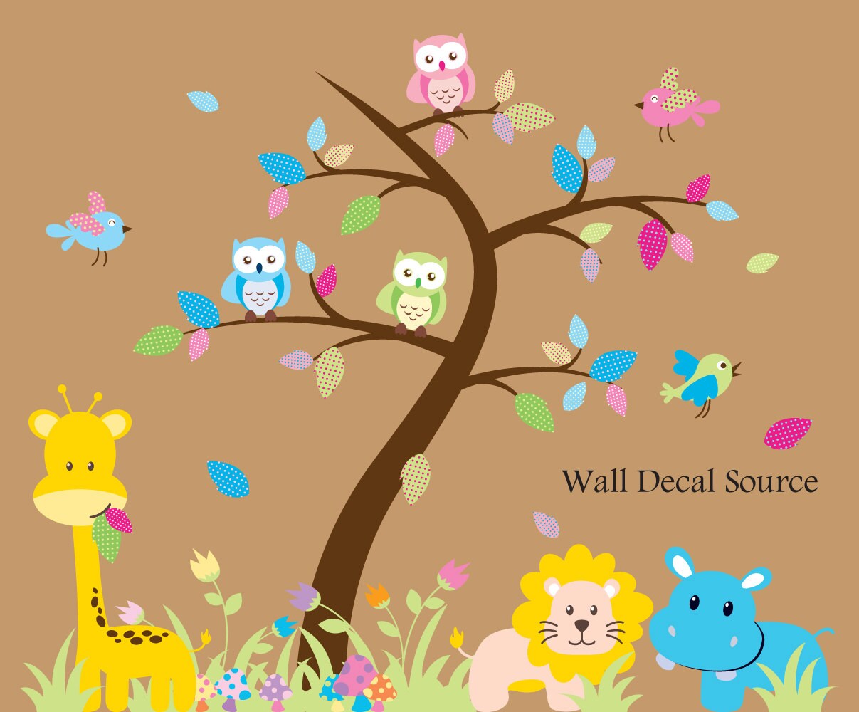 Jungle Nursery Wall Decals Tree Wall Decal Large Nursery Etsy