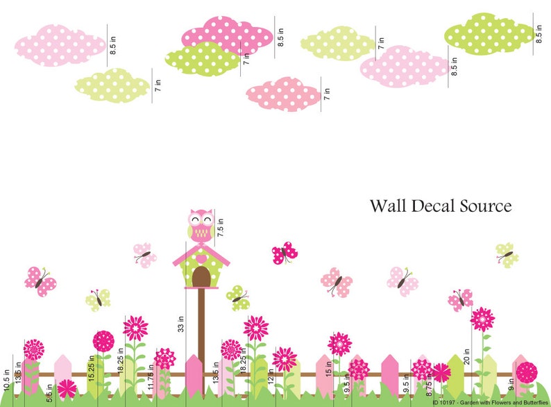 Fenced Garden Decal Flower Garden Decal Birdhouse Nursery Etsy