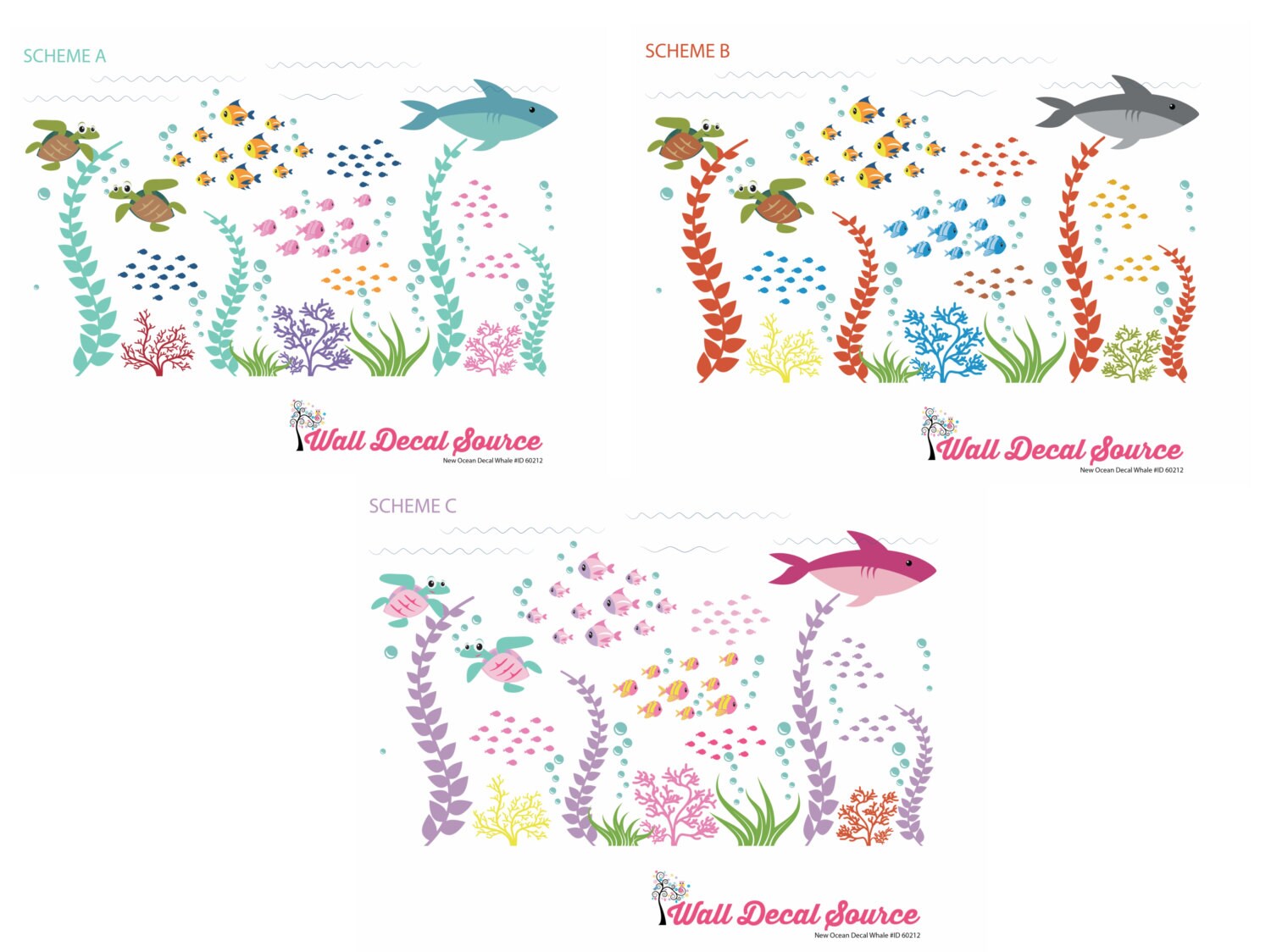 Ocean Decal Ocean Wall Decals Fish Decal Removable Wall Etsy