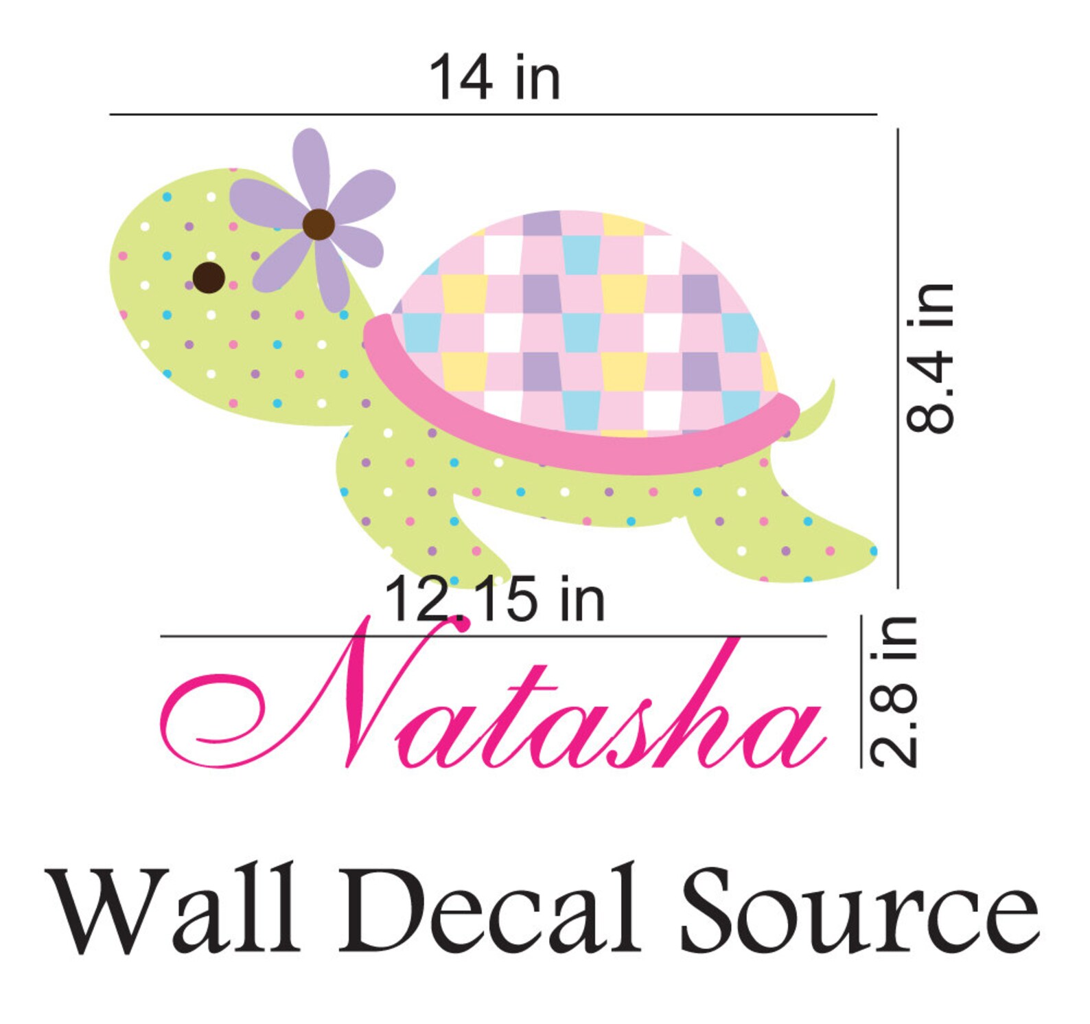 Turtle Wall Decal With Name Name Wall Decal Monogram Wall Etsy