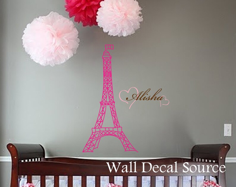Eiffel Tower Wall Decal Wall Art Decal Girls Name Wall Etsy