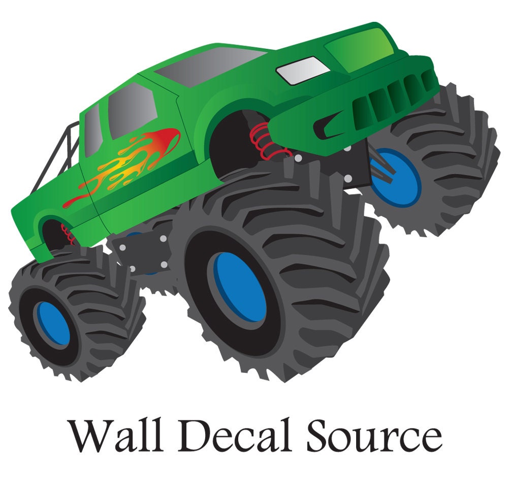 Monster Truck Wall Decal Boys Wall Decal Vinyl Wall Decal Etsy