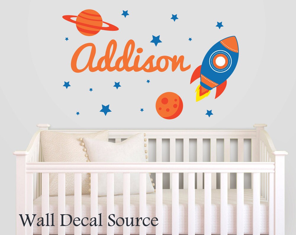 Spaceship Wall Decal Boys Wall Decal Space Wall Decal Etsy