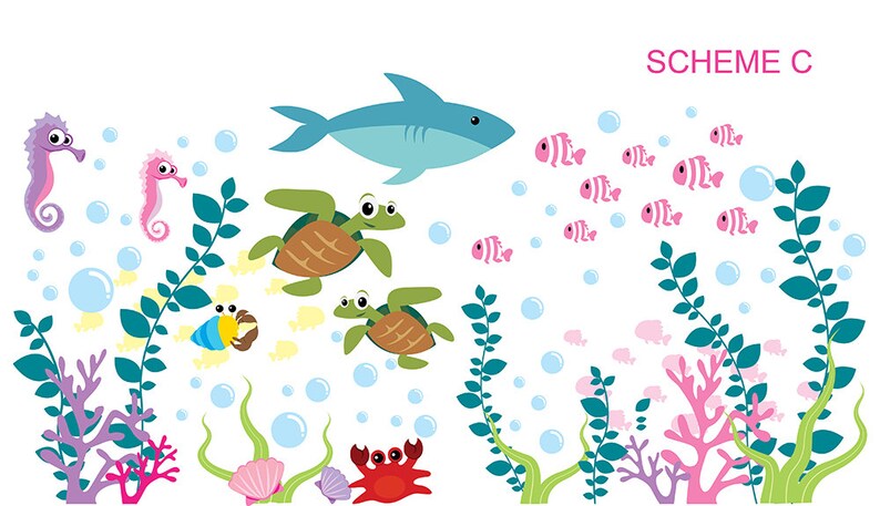 Under the Sea Theme Nursery Decals Beach Themed Wall Decals Fish Vinyl Wall Stickers Under the Ocean Wall Decal Ocean Wall Decal