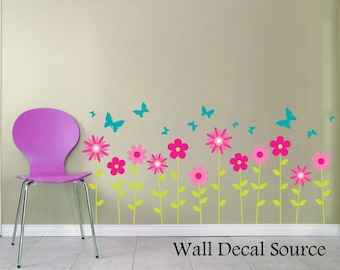 Flower Wall Decals, Floral Wall Decor, Butterfly Wall Decals, Wall Flower Decal, wall decals for kids, kids wall decals, Flower Decals