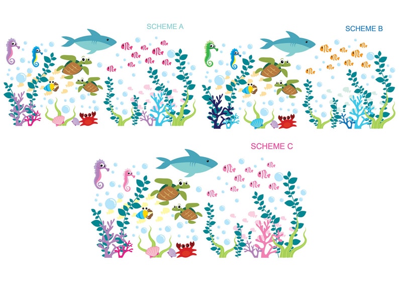 Under the Sea Theme Nursery Decals Beach Themed Wall Decals Fish Vinyl Wall Stickers Under the Ocean Wall Decal Ocean Wall Decal