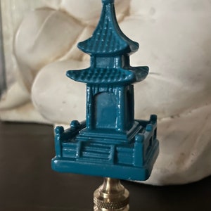 Teal Pagoda Finial For Lamp. Chinoiserie Lighting Accessory