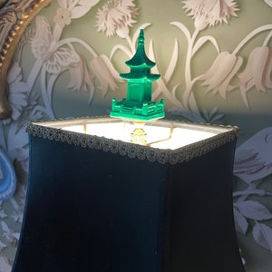 Green Pagoda Lamp Finial Chinoiserie Decorative Lighting Accessory