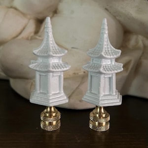Chinoiserie Pagoda Lamp Finials Asian Decorative Lighting Accessories White-A Pair