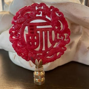 Chinoiserie Red Lamp Finial Asian Decorative Lighting Accessory