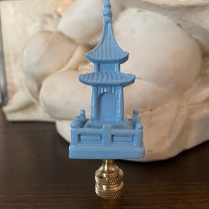 Blue Pagoda Lamp Finial Asian Decorative Lighting Accessory