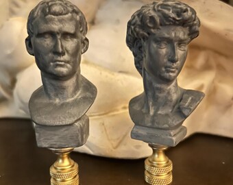 Pair Of Greco Roman Male Figural Lamp Finials Decorative Lighting Accessories