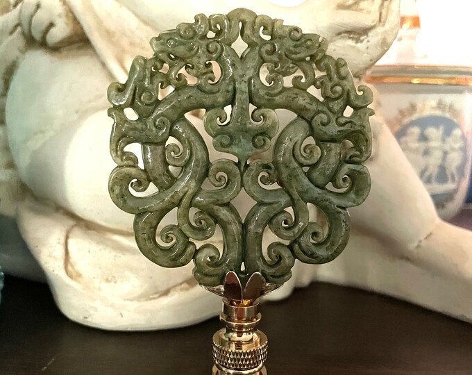 Green Chinoiserie Lamp Finial Asian Decorative Lighting Etsy