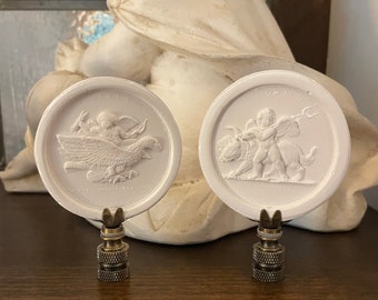 Pair Of Intaglio Lamp Finials Greco Roman Decorative Lighting Accessories