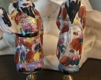 Pair Of Famille Rose Porcelain Lamp Finials Male Figural Decorative Lighting Accessories