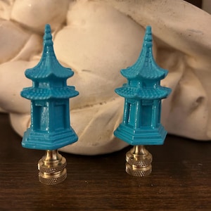 Chinoiserie Pagoda Lamp Finials Turquoise Asian Decorative Lighting Accessories