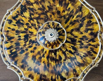 Ceiling Medallion For Chandeliers And Pendant Lights Hand Painted Tortoiseshell And Gold Original Design. LAST ONE!