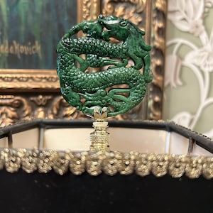 Chinoiserie Green Lamp Finial Asian Decorative Lighting Accessory