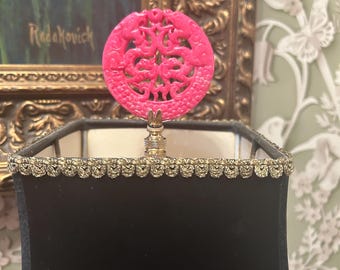Pink Chinoiserie Lamp Finial Asian Decorative Lighting Accessory