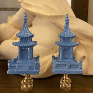 Pair Of Pagoda Lamp Finials Chinoiserie Decorative Light Accessorie