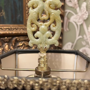 Chinoiserie Green Lamp Finial Asian Decorative Lighting Accessory