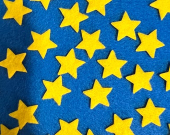 Iron on backed  Felt Stars 1/2", 3/4", 1", Die cut felt Stars