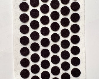 50 Pieces 3/8" Black Felt Circles, Adhesive felt dots,