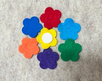 50 Die cut flowers, 1.5" Felt Flowers in Multi colors.