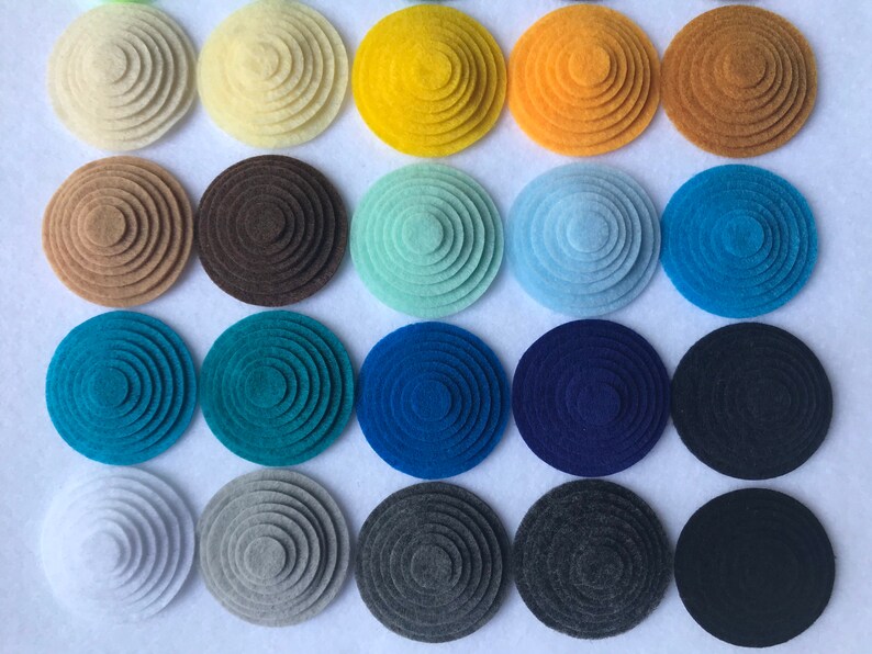 30 Die Cut Felt Circles, 0.25, 0.375, 0.5,0.75, 1, 1.25, 1.5, 1.75, 2, 2.25,2.5 ,2.75, 3, 3.5, 4,4.25, 5 Circle cuts image 5