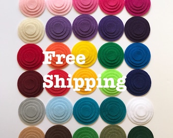 Free Shipping, 100 Felt Circles, 1/4"- 5", Die Cut Felt Circles, Choose your Color and Size,