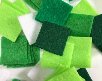 Felt squares, 1", 1.5", 2", 2.5" Squares, 100 days of school project, Choose size and color