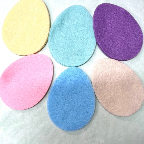 24 Easter Felt Eggs, Choose your colors,  Large felt egg cuts,  3"x 4" Die Cut Felt eggs,