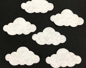 50 Die cut felt Clouds, 1" x 2" or 1.125"x 2.25" clouds Scrapbooking, Wax dipping Garland supplies, Embellishments
