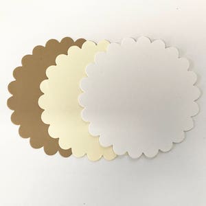 24 Scalloped Circles 3.5&quot;x 3.5&quot; Die cut Labels Banner DIY,  Mini note  Blank note