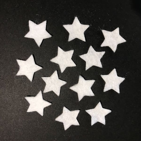 100 Die cut Felt stars,  1" white stars, Scrapbooking supplies, Embellishments