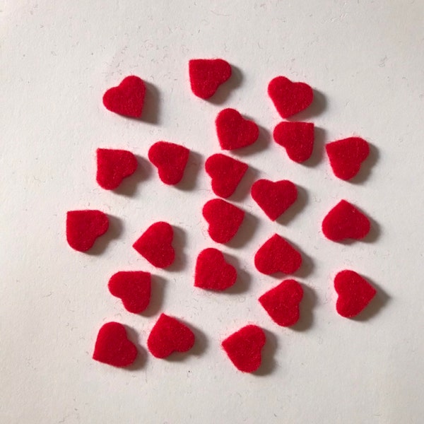 Mini Red Hearts, 1/2" Die cut felt hearts,   Felt heart, Embellishments