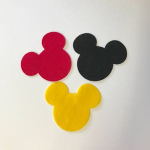 12 Large Felt Mickey Mouse, 4.5 inch by 3.8 inch Craft supplies , Eco fi felt Made in USA