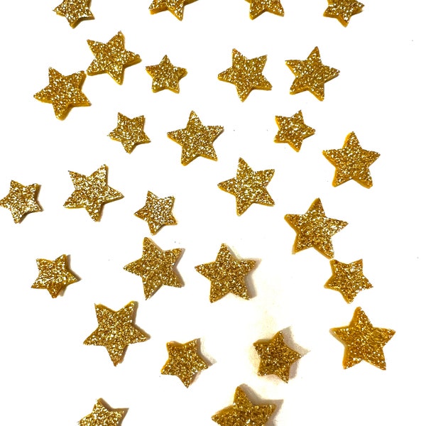 Glitter gold stars, Mini Felt Stars, Wool Felt Stars 1/2" or 3/4" Die cut felt Stars,