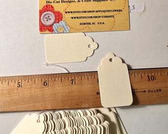100 ct small scalloped top tags in Cream Manila