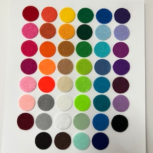 50  Adhesive Felt Circless, 3/8&quot;, 1/2&quot;, 3/4&quot;, 1&quot;, 1.25&quot;, 1.5&quot;, 1.75&quot;,2&quot;, and 2.25&quot; Felt Circle Stickers, peel and stick, Embellishments