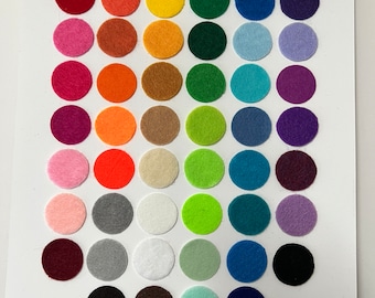 50  Adhesive Felt Circless, 3/8", 1/2", 3/4", 1", 1.25", 1.5", 1.75",2", and 2.25" Felt Circle Stickers, peel and stick, Embellishments