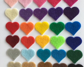 100 - 1" Die cut felt hearts, Multi color, Felt heart, Headband hair clip, Scrapbooking supplies, Embellishments