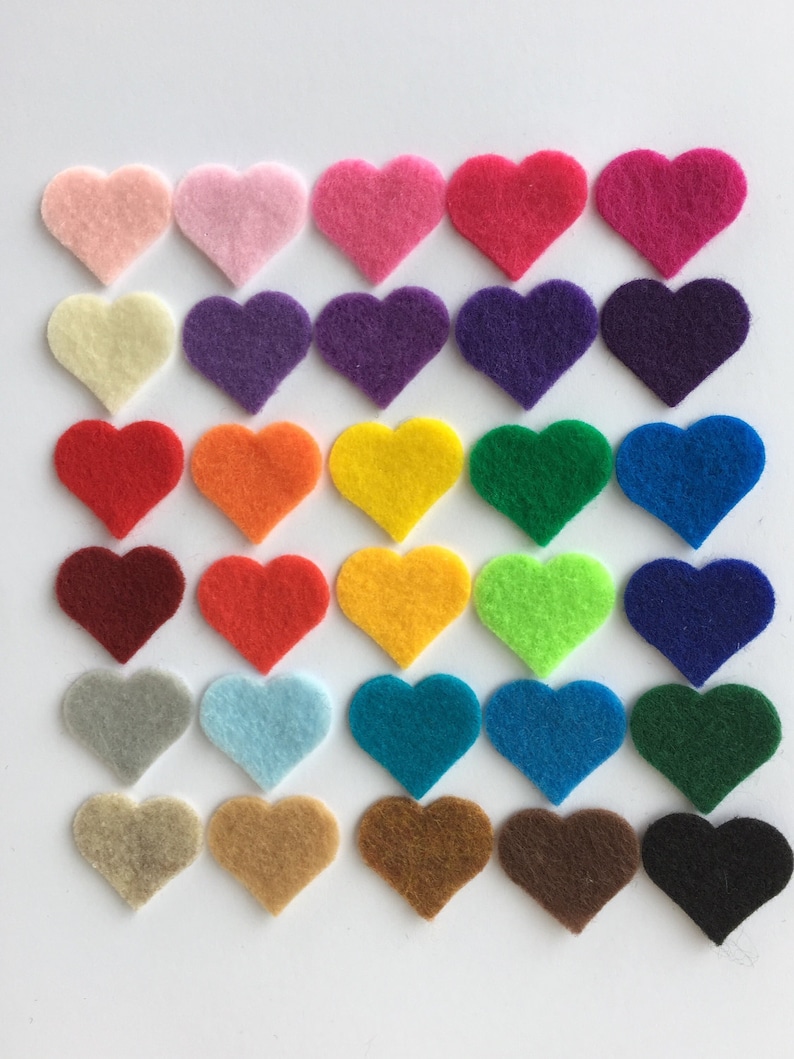 100 1 Die Cut Felt Hearts Multi Color Felt Heart Etsy