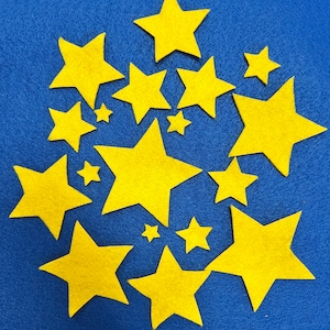 Die Cut Felt Stars, 9 Size 1/2&quot; - 3&quot; felt stars, Craft supplies, Holidays Craft, Garland making DIY